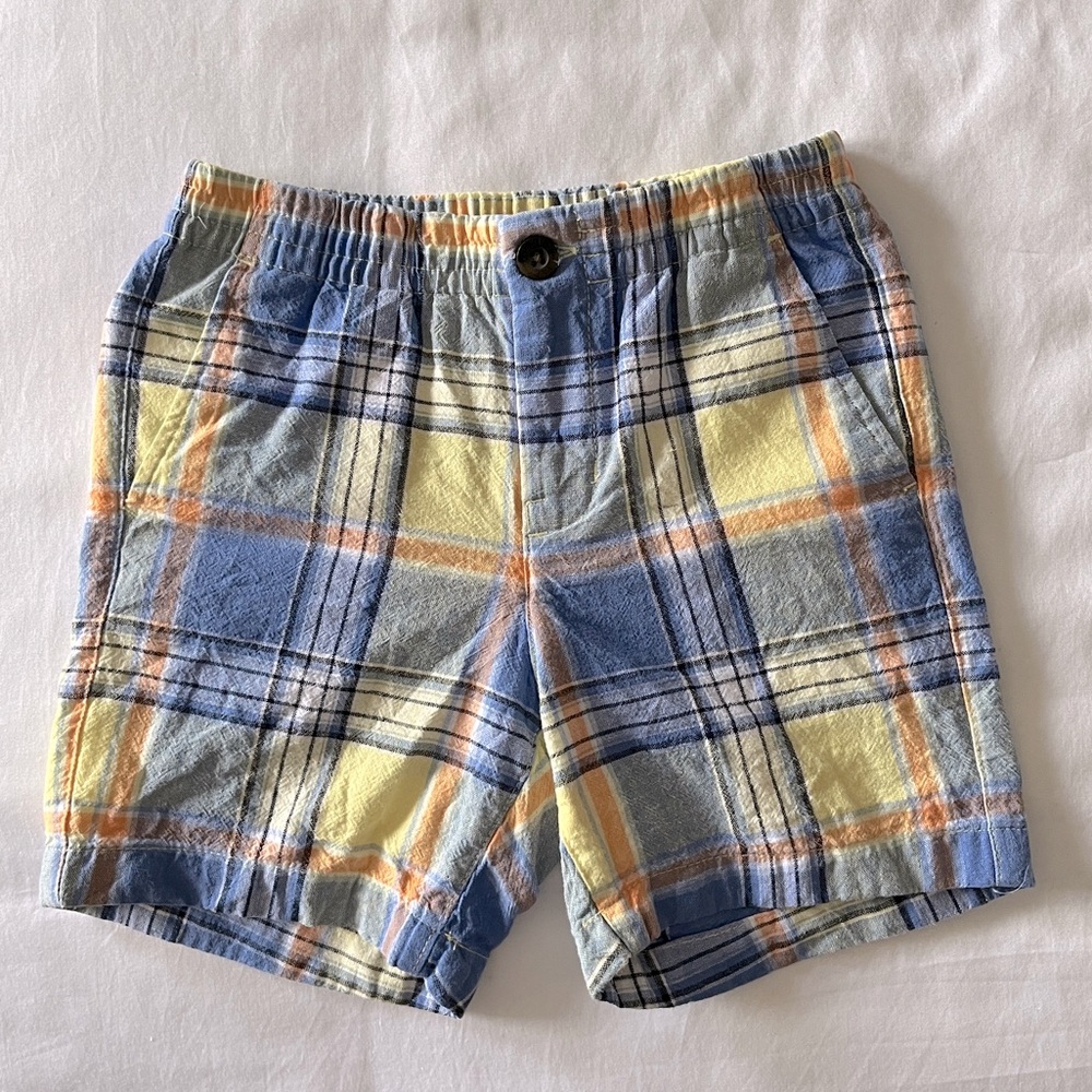 Janie and Jack Blue and Yellow Plaid Madras Shorts